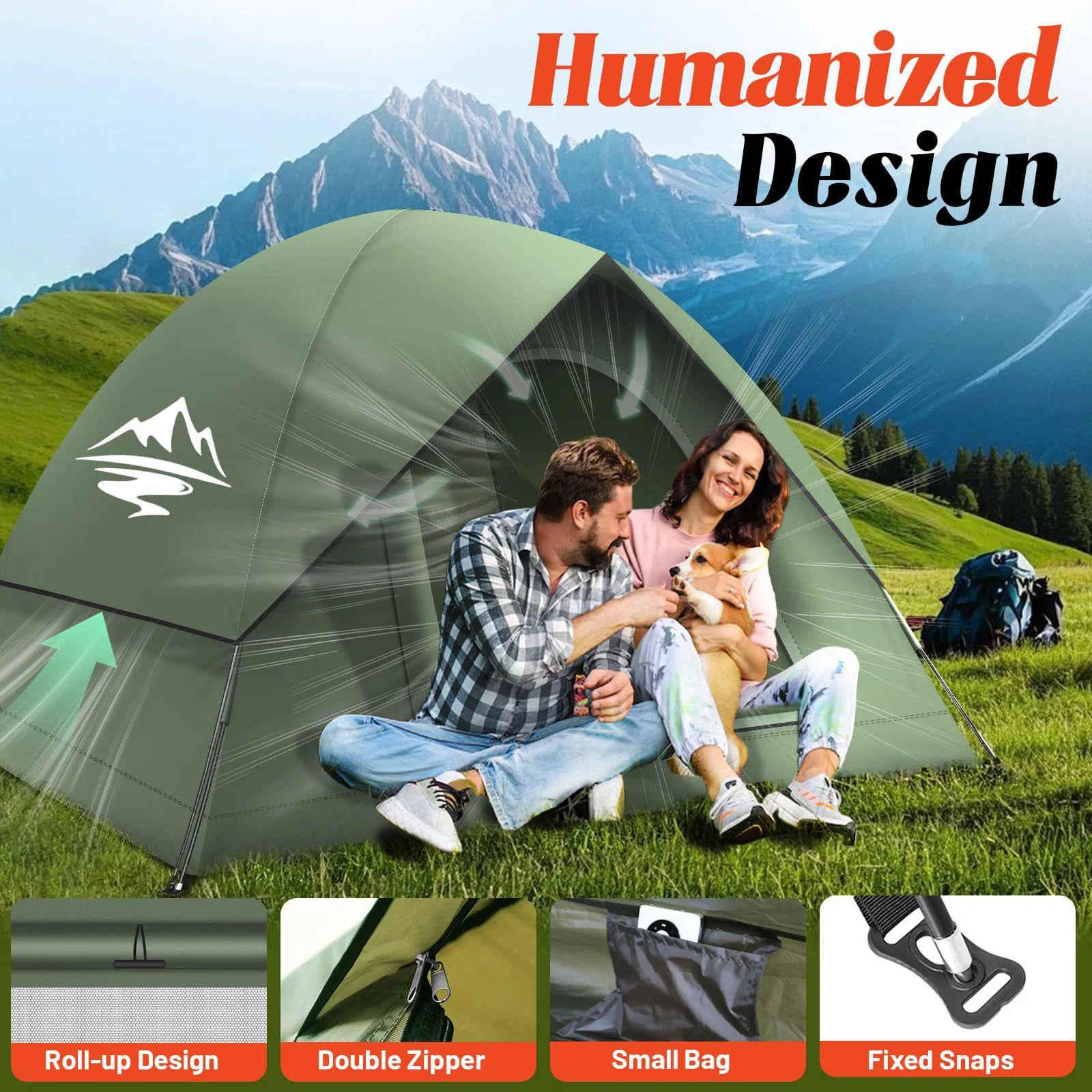 Tents for Camping 3-4 Person with Rainfly Camping Tents 100% Waterproof Windproof Tents for Camping with Removable Rainfly