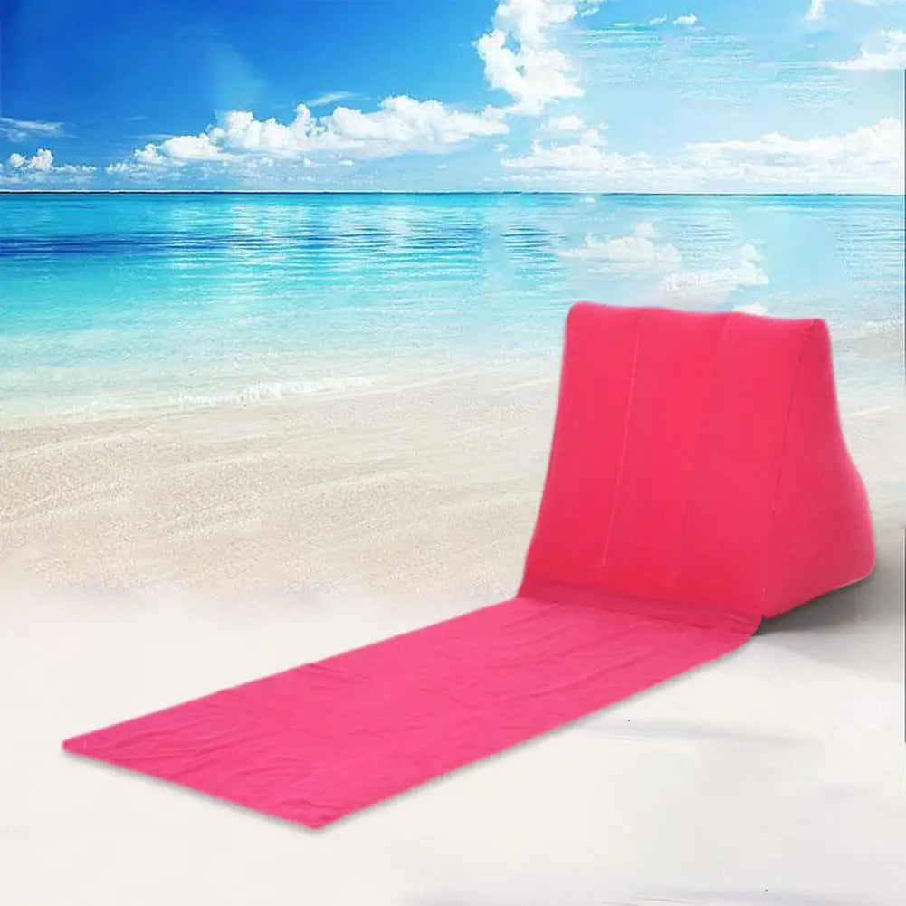 Outdoor Camping Pillow Triangular Cushion PVC Flocking Inflatable Pillow Folding Summer Beach Lying Pillow Travel Equipment Tool
