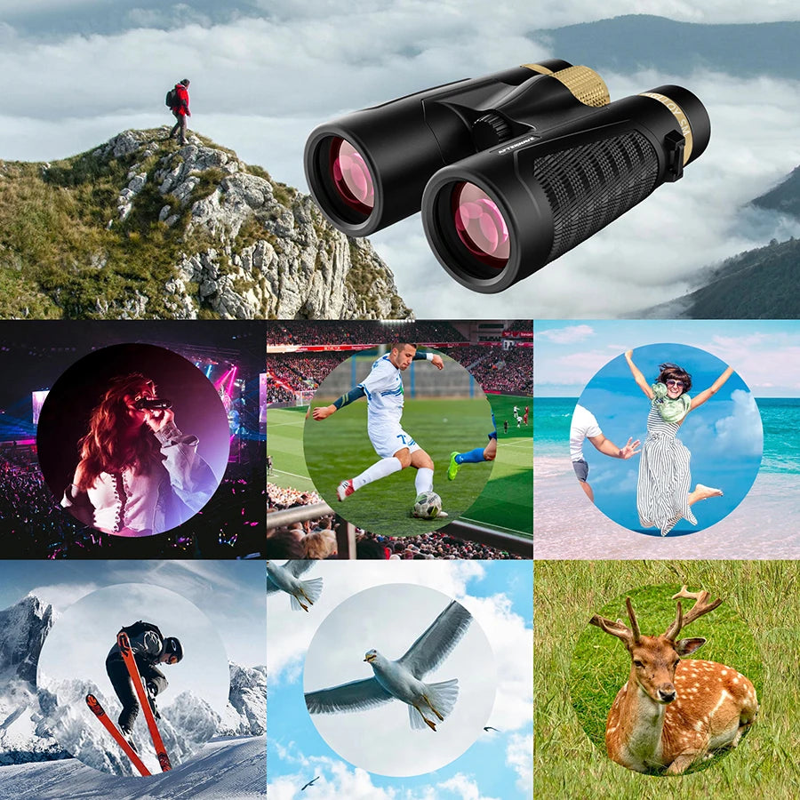 Binoculars 12x42 Metal Wheels with High Definition and High Quality Are Suitable for Hiking, Bird Watching and Concerts