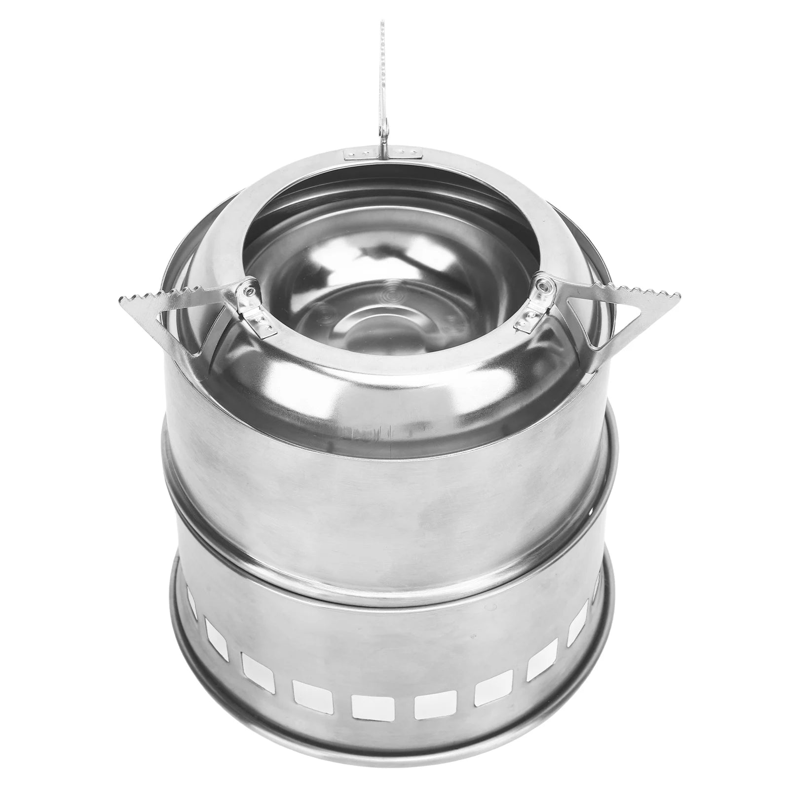 Camping Stove 3-in-1 Portable Stainless Steel Lightweight Wood Gas Solid Fuel Stoves for Outdoor Cooking Picnic BBQ