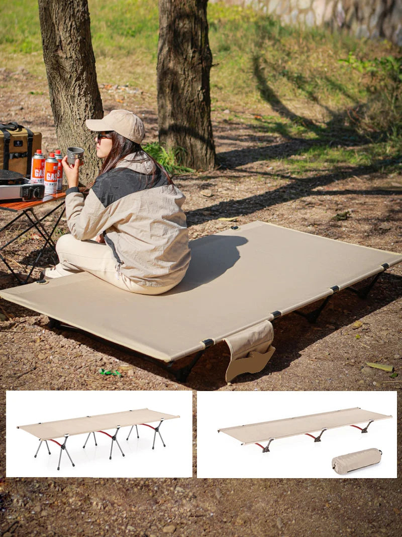 Lohascamping 90cm widen Camping cot Ultralight Portable High-low dual-purpose folding Bed Backpacking Travel hiking Sleeping Cot
