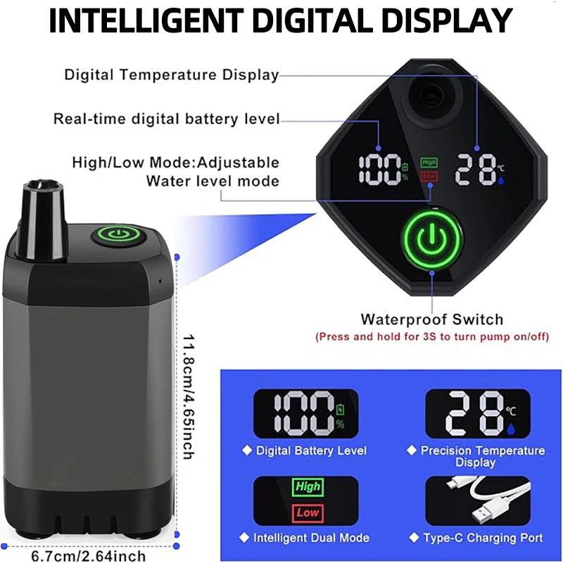 Portable Shower for Camping 6000mAh Rechargeable Camping Shower with Shower Head Intelligent LED Display Electric Shower Pump