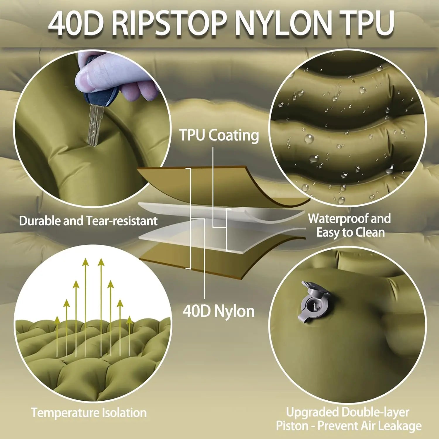 Double Sleeping Pad for Camping Outdoor 2 Persons Travel Bed Air Mat Self-Inflating Mat Sleeping Mattress with Pillow for Hiking