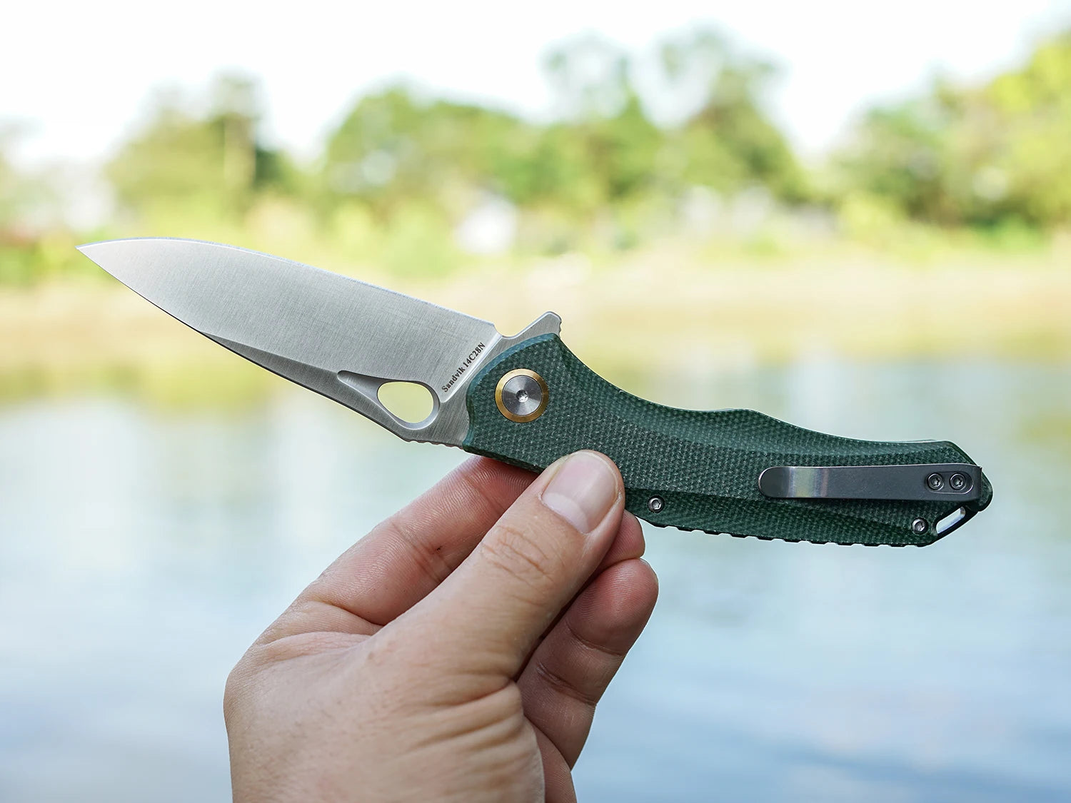 Practical Pocket knife made with14C28N Steel,Reversible Deep-carry Pocket Clip,Flipper. For Outdoor Camping and Gift, EDC Knife
