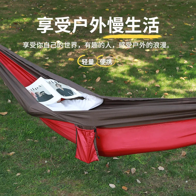 Ultralight Outdoor Hammock – Portable, Anti-Rollover, High Weight Capacity, Parachute Fabric Camping Double Hammock