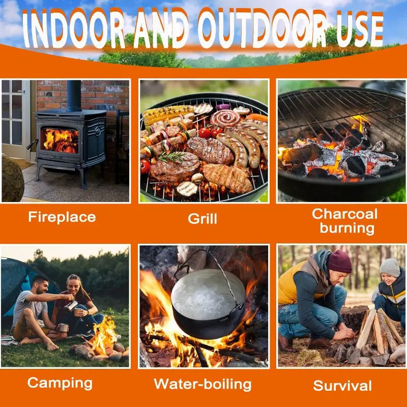 All Natural Wood Fire Starters 60pcs,Fireplace Camping Charcoal Grill Chimney Wood Stove Campfires Fire Starter Fatwood Sticks