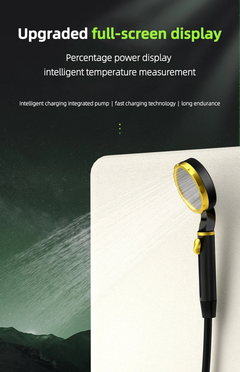 Portable Shower for Camping 6000mAh Rechargeable Camping Shower with Shower Head Intelligent LED Display Electric Shower Pump