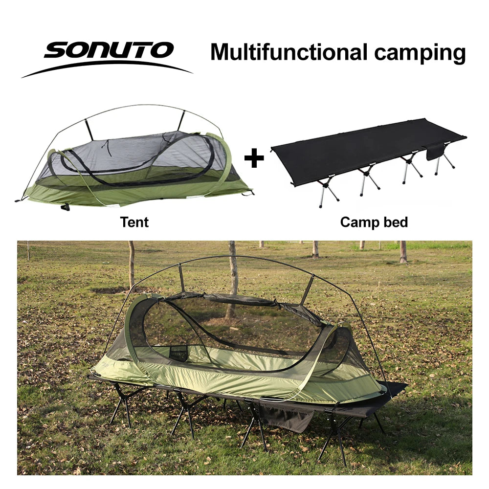 210X80cm 600D Oxford Camping Cot, Portable Folding Bed 210x80cm, 4kg Lightweight, Easy Setup for Outdoor Hiking Travel