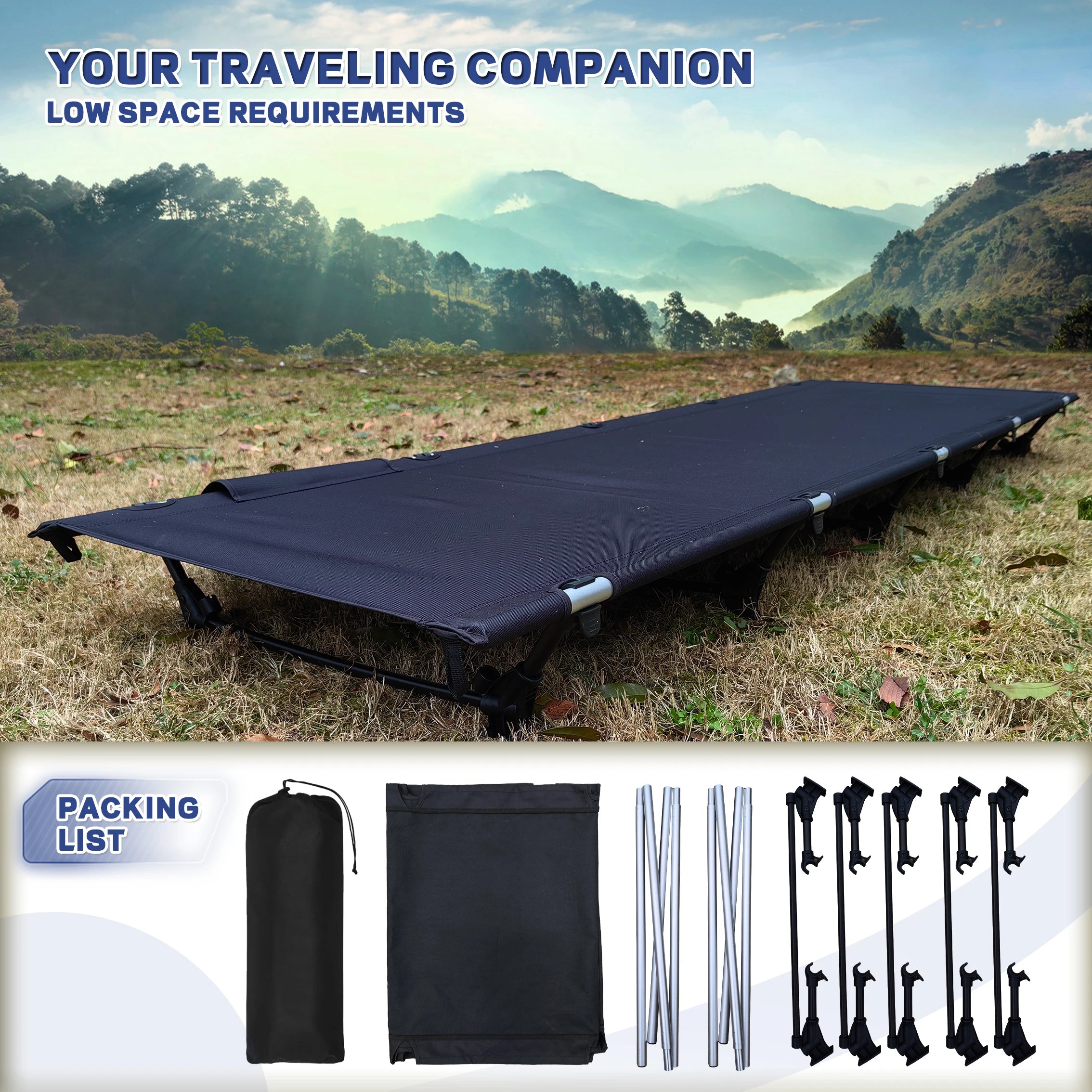 Camping Cot Portable Folding Bed Outdoor Ultralight Compact Tent Bed for Camping Travel Backpacking Hiking Sleeping Cot