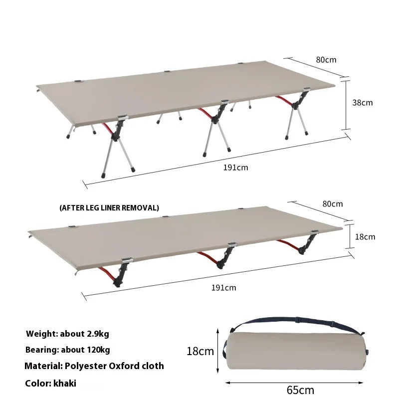 Lohascamping 90cm widen Camping cot Ultralight Portable High-low dual-purpose folding Bed Backpacking Travel hiking Sleeping Cot