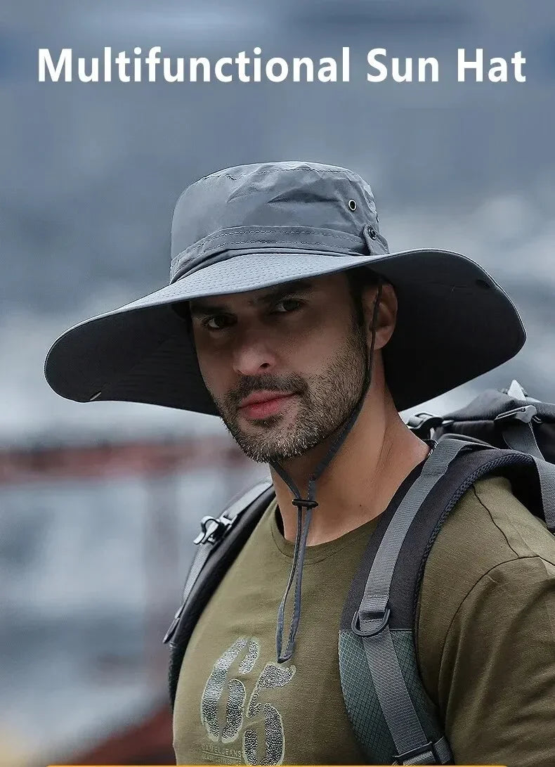 New Sun Protection Fishing Hat Summer Breathable Mesh Camping Hiking Caps Anti-UV Sun Hat Mountaineering Caps Men's Panama Hat