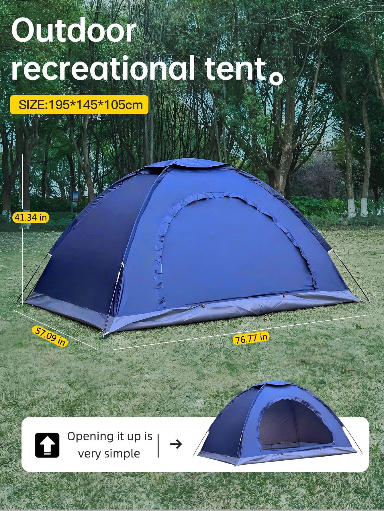 Outdoor camping tent, hand-built rain and sun protection hiking tent, double bed for couples and children, portable windproof