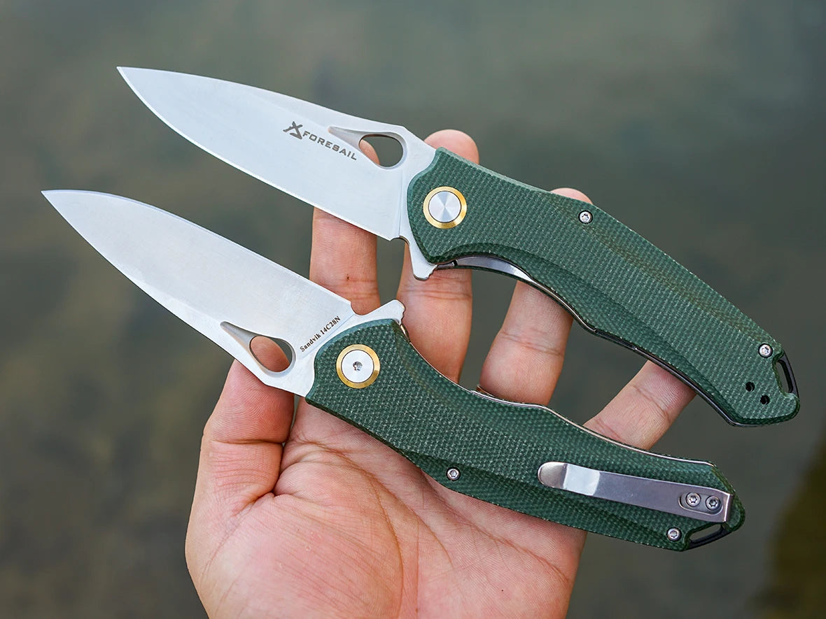 Practical Pocket knife made with14C28N Steel,Reversible Deep-carry Pocket Clip,Flipper. For Outdoor Camping and Gift, EDC Knife
