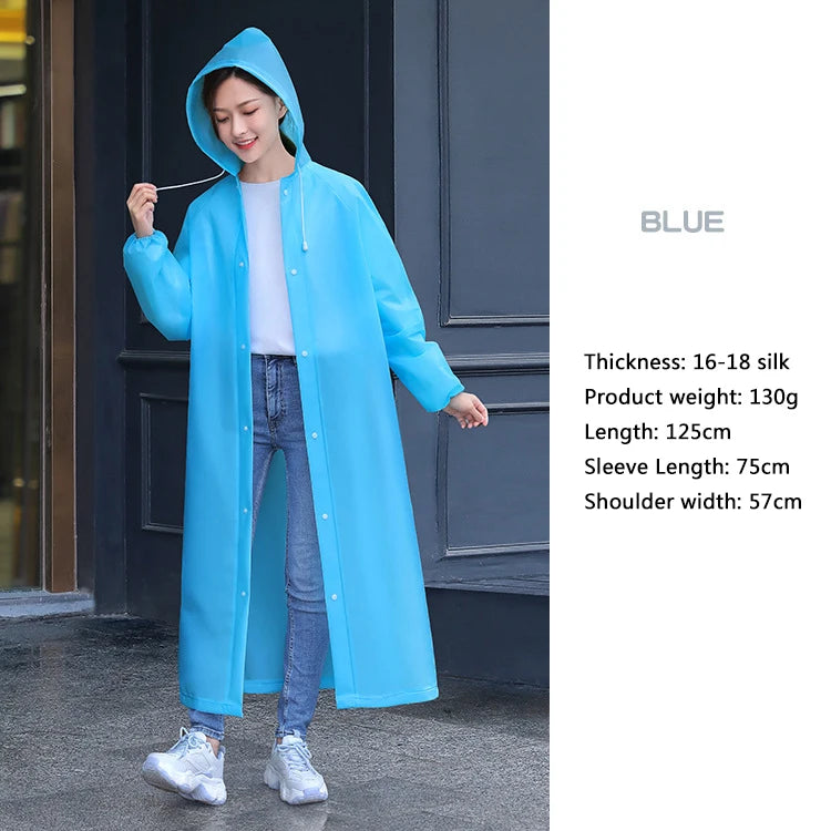 Adult Long Raincoats EVA Impermeable Waterproof Rain Coat Men Women Travel Hooded Beam Port Rain Poncho For Fishing Camping