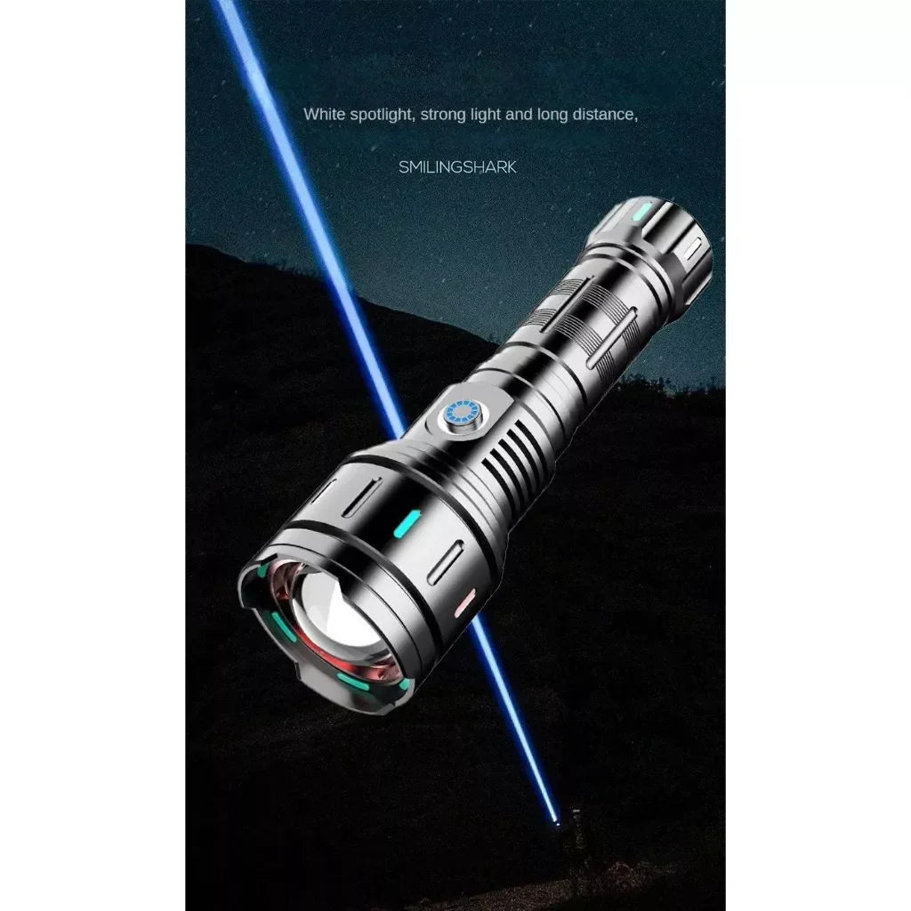 Flashlight, strong light charging, long-range ultra bright, household self-defense, outdoor portable small searchlight, LED zoom