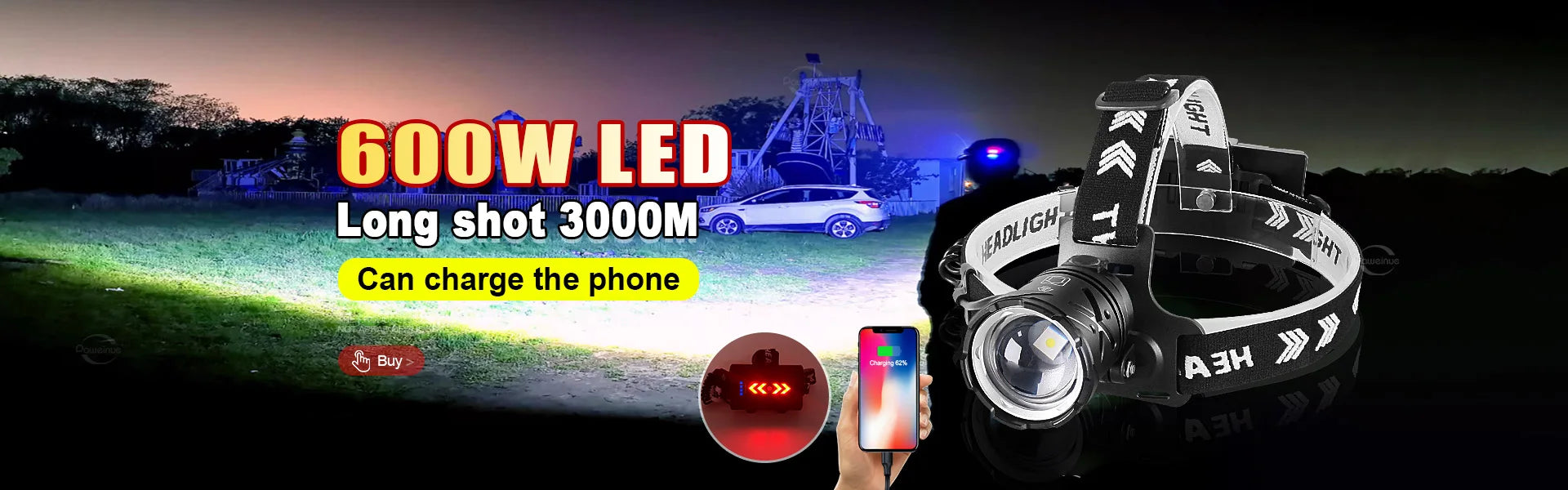 9000000LM 600W Ultra Powerful Headlamp Head Lantern Front Light 8000LM L2 Rechargeable Type C LED Head Flashlight For Fishing
