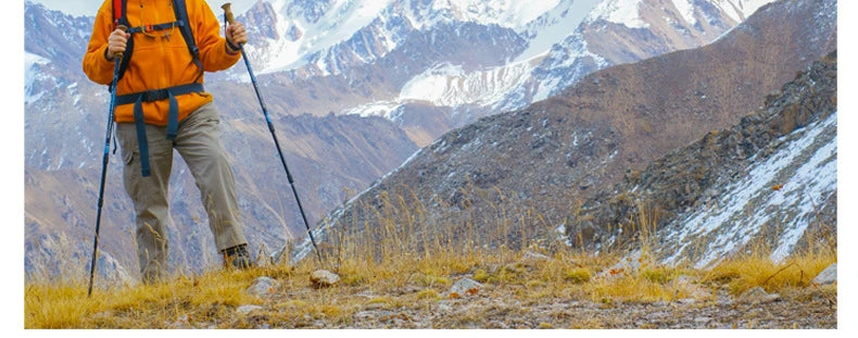 Outdoor Foldable Walking Stick Camping Portable Trekking Poles Adjustable Telescopic Alpenstock For Hiking Mountaineering