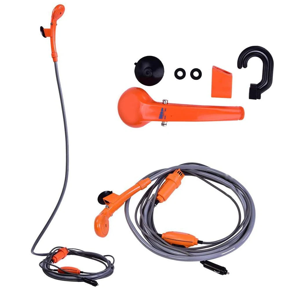 Camping Shower Outdoor Shower Portable Shower 12V Car Plug Outdoor Portable Vehicle Mounted Shower Kit for Camping Travel