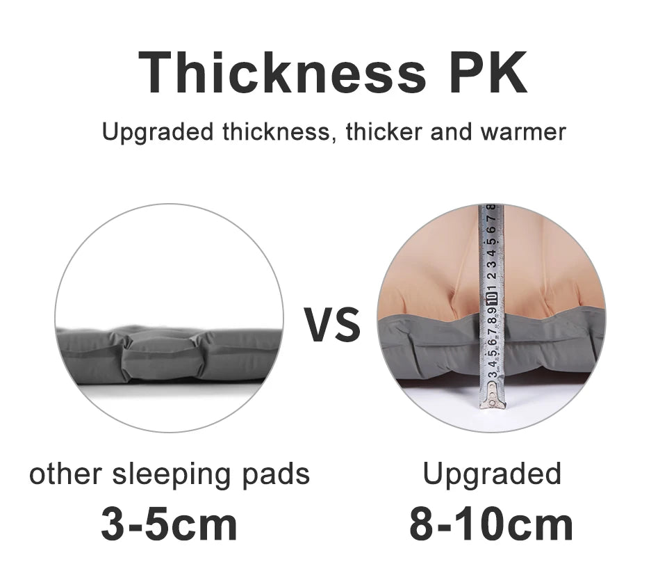 PACOONE 10Cm Thicken Sleeping Pad Ultralight Self-inflating Air Mattress Splicing Bed Beach Picnic Mat Camping Tent Air Cushion