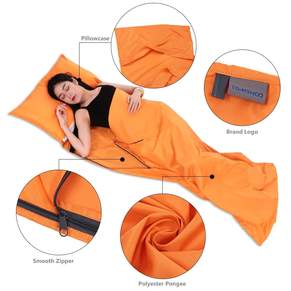 Sleeping Bag Lightweight Outdoor Liner Polyester Pongee Portable Single Sleeping Bags Camping Travel Hotel Sleep Bag 75*210CM