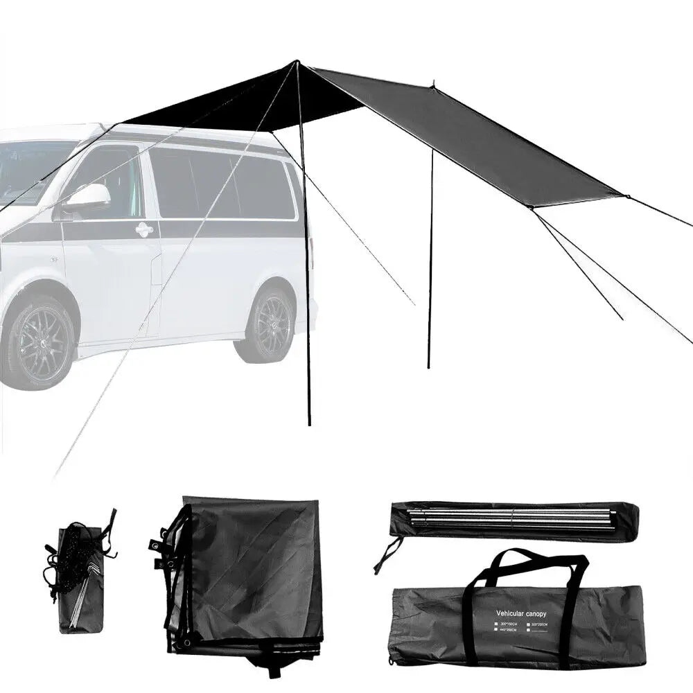Camping Tent Automobile Suv Side Roof Top Awning Sun Canopy Sunshade For Motorhome Van Campervan Suv Black Car Awning