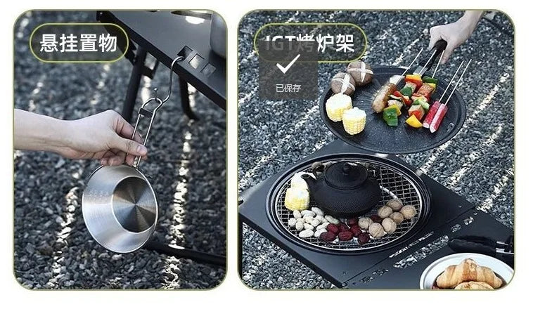 Table Outdoor Camping Tactics Folding Table Picnic Lightweight Portable Full Set Of Equipment Lamp Holder Portable