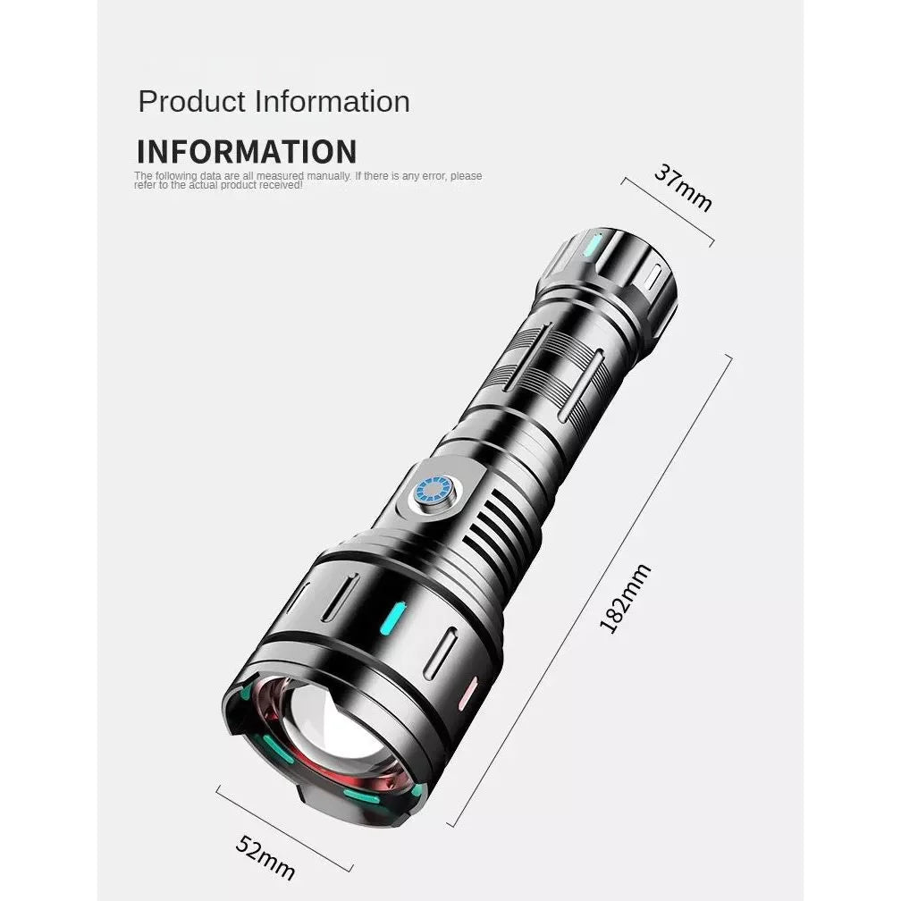 Flashlight, strong light charging, long-range ultra bright, household self-defense, outdoor portable small searchlight, LED zoom
