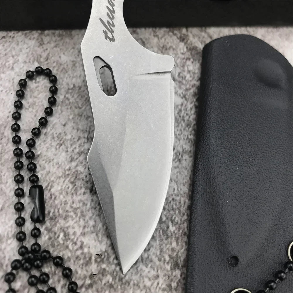 Pocket Fixed Blade Mini Neck Knife Small Lightweight Portable Outdoor Tactical Survival Knife EDC Multi Tool Keychain Knife