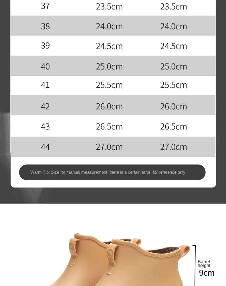 Rain Boots， for Men and Women, New Waterproof Shoes, Short Tube, Non-slip, Thick Sole, Wear-resistant, Warm Couple Camping Shoes