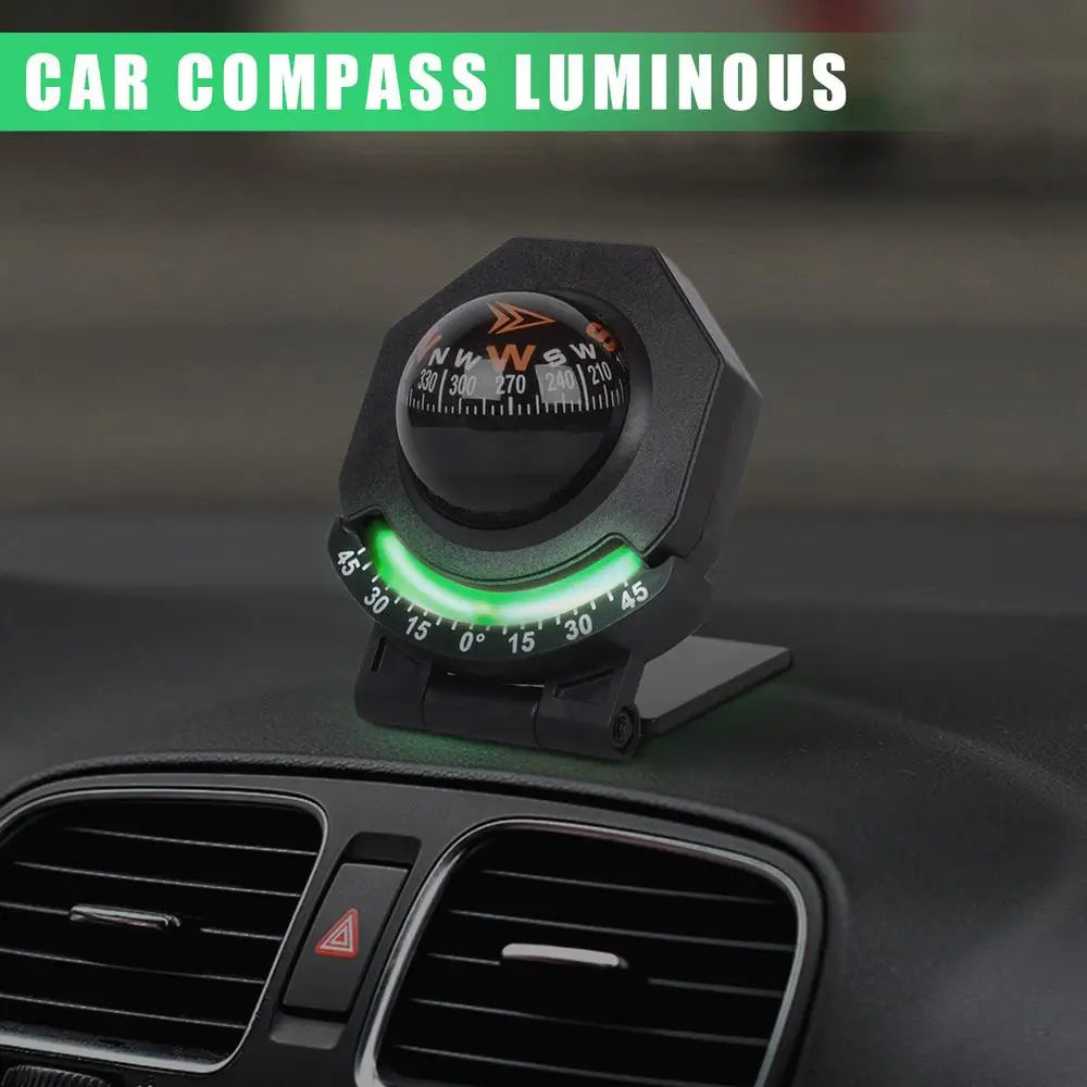 Compass For Vehicle Boat Car Dashboard Compass With Meter 2-In-1 Car Mount Compass Ball High Precision Navigation Foldable