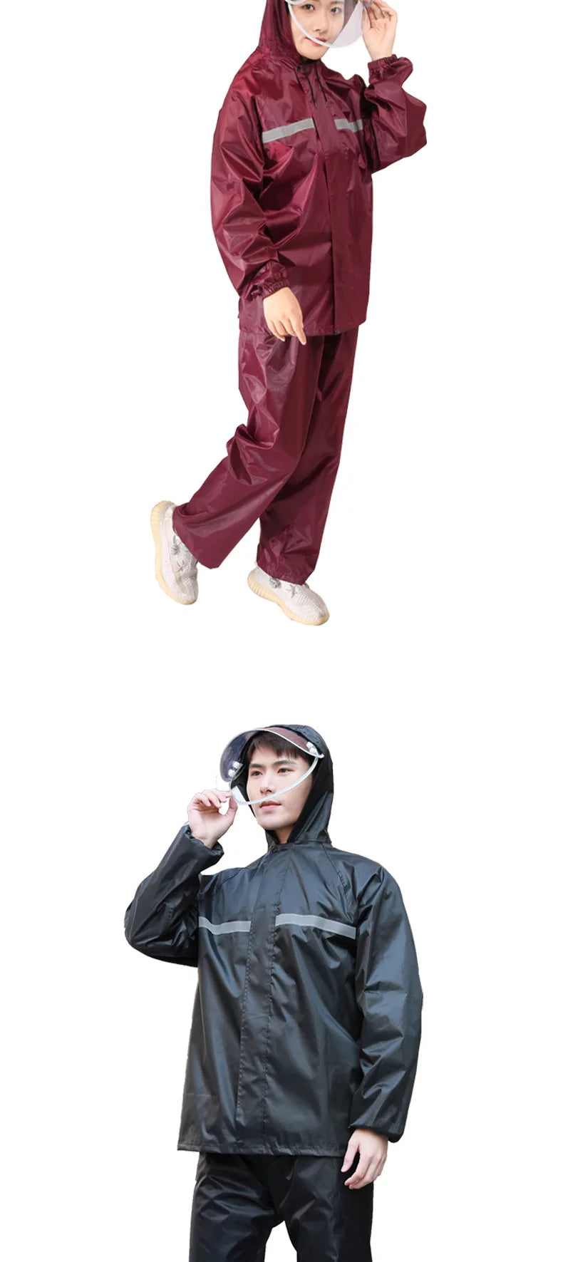 Raincoat and Rainpants Suit Full Body Rainstorm Prevention Electric Bicycle Motorcycle Takeaway Riding Reflective Split Raincoat