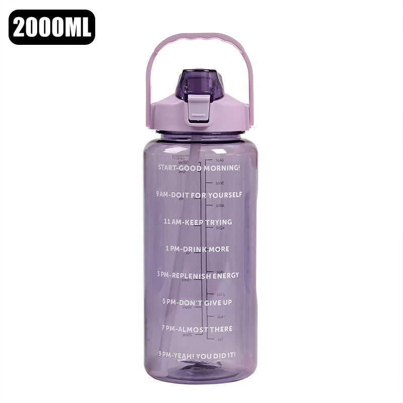 2 Liters Water Bottle With Straw Large Capacity Water Cup Portable Travel Bottle Sports Fitness Cup High Value Big Fat Cup