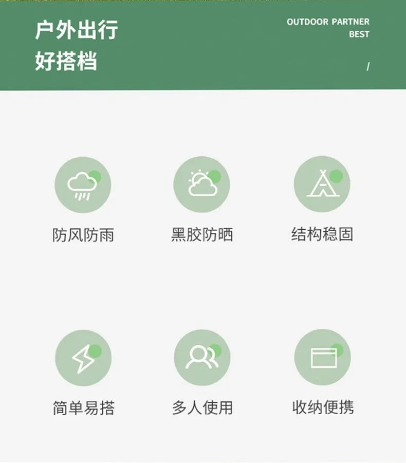 Canopy tent outdoor camping shade hexagonal vinyl coated silver thickened curtain sun protection pergola camping picnic equipmen