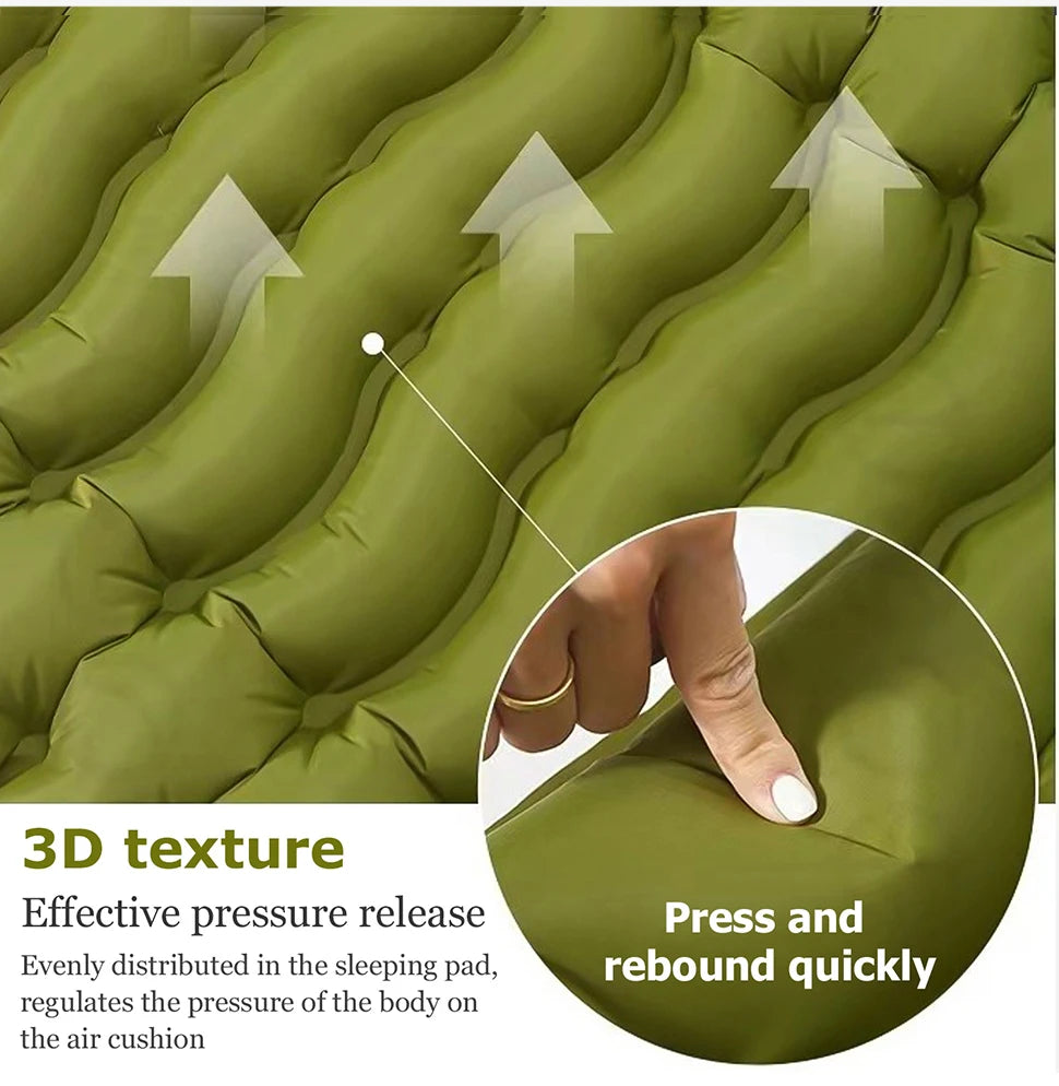 Double Sleeping Pad for Camping Self-Inflating Mat Sleeping Mattress with Pillow for Hiking Outdoor 2 Persons Travel Bed Air Mat