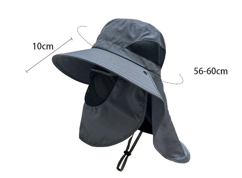 Summer Sun Hats, Outdoor Fishing Hats, Men's And Women's Camping Visors, Bucket Hats, Neck Flap Bucket Hats