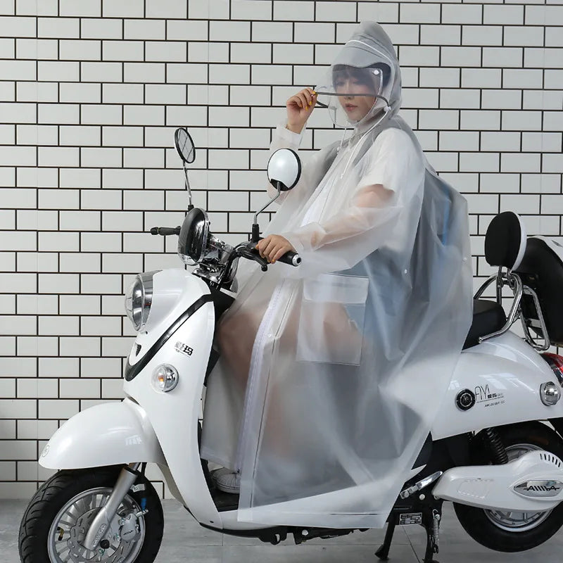 All In One Long Raincoat with Double Brim  Waterproof Poncho for Walking Cycling & Backpacking