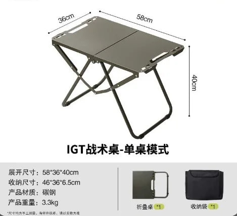 Table Outdoor Camping Tactics Folding Table Picnic Lightweight Portable Full Set Of Equipment Lamp Holder Portable