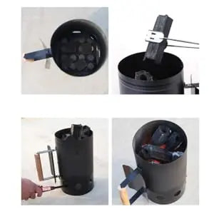 Barbecue Fire Starter Stainless Steel Barbecue Charcoal Burner Portable Handle Ignition Barrel Camping Picnic Cooking Stove Hood