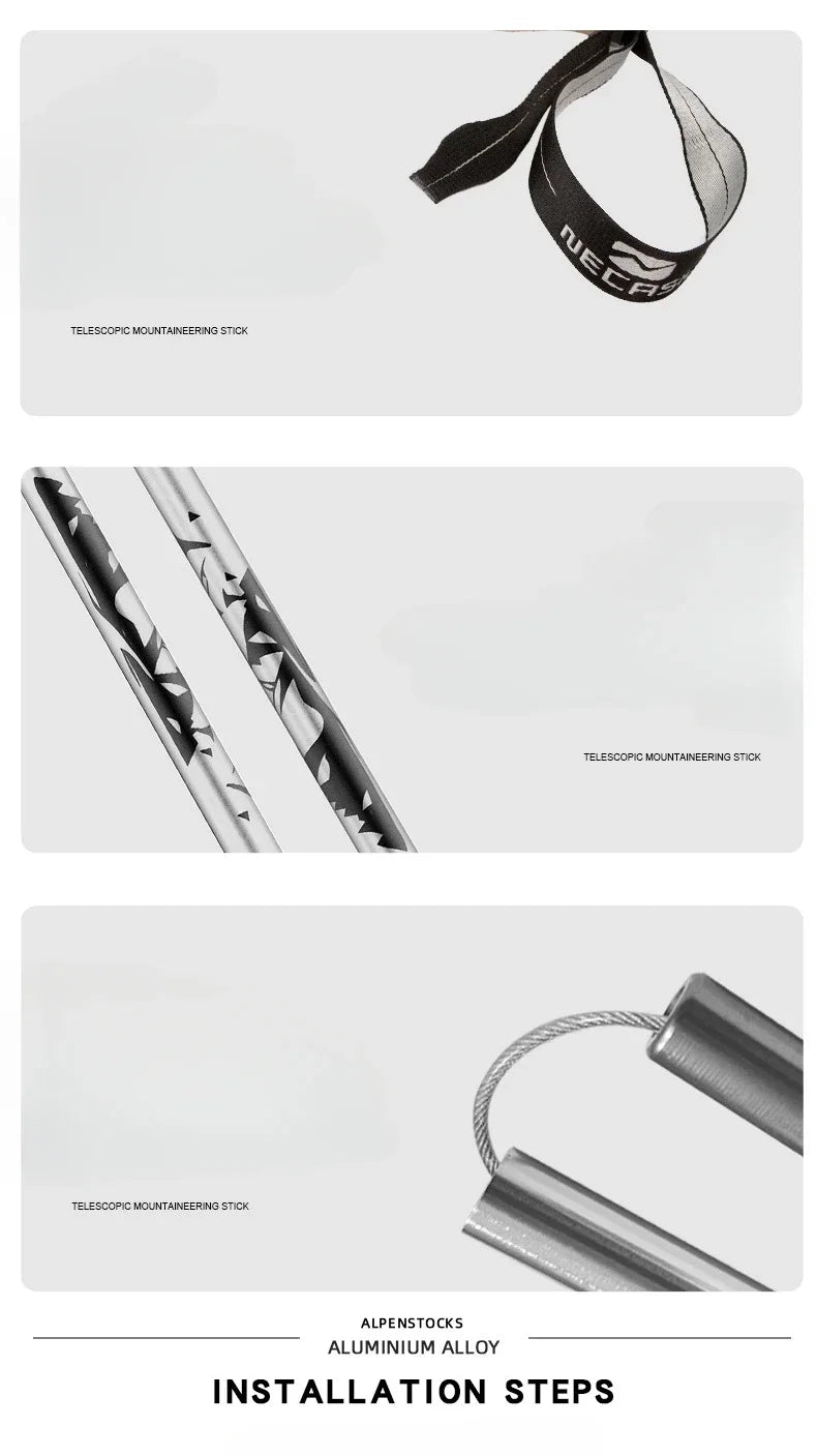 Camping Travel Hiking Stick Walking Cane Folding Walking Sticks Aluminum Alloy Crutches Trekking Cane Stretch Hiking Stick