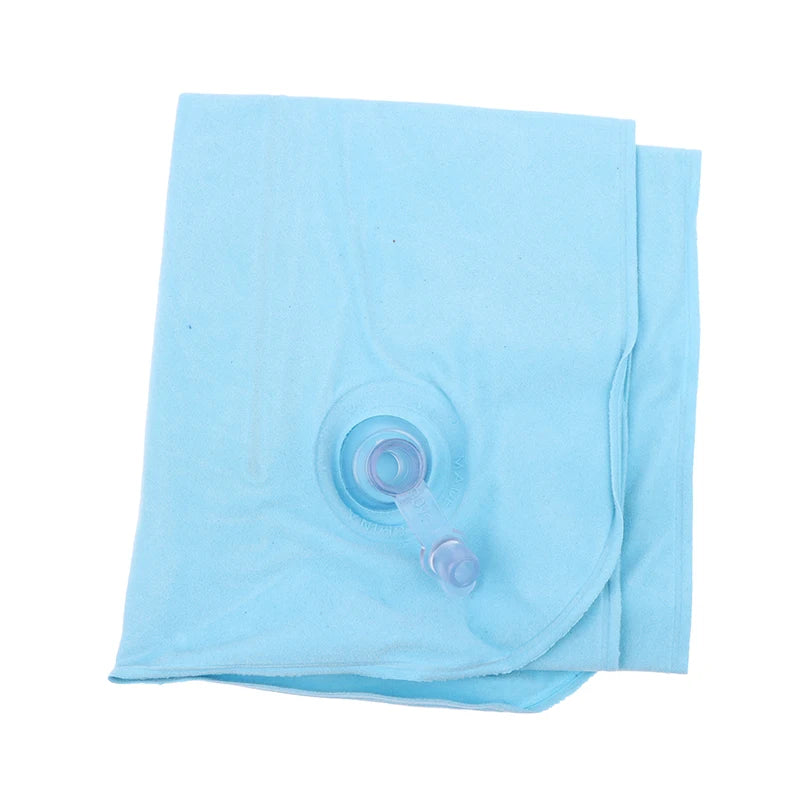 Portable Inflatable Flocking PVC Pillow Camping Sleeping Air Pillow For Travel Outdoor Hiking Flight Foldable Head Rest Pillow