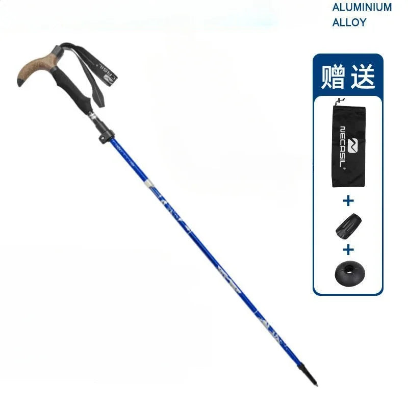 Camping Travel Hiking Stick Walking Cane Folding Walking Sticks Aluminum Alloy Crutches Trekking Cane Stretch Hiking Stick