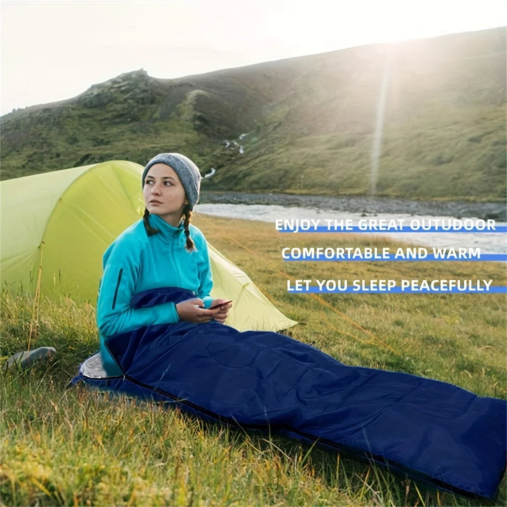 Lightweight Sleeping Bag For Adults - Synthetic Fiber Insulation, Pure Cotton Fabric, Suitable For Backpacking, Camping,