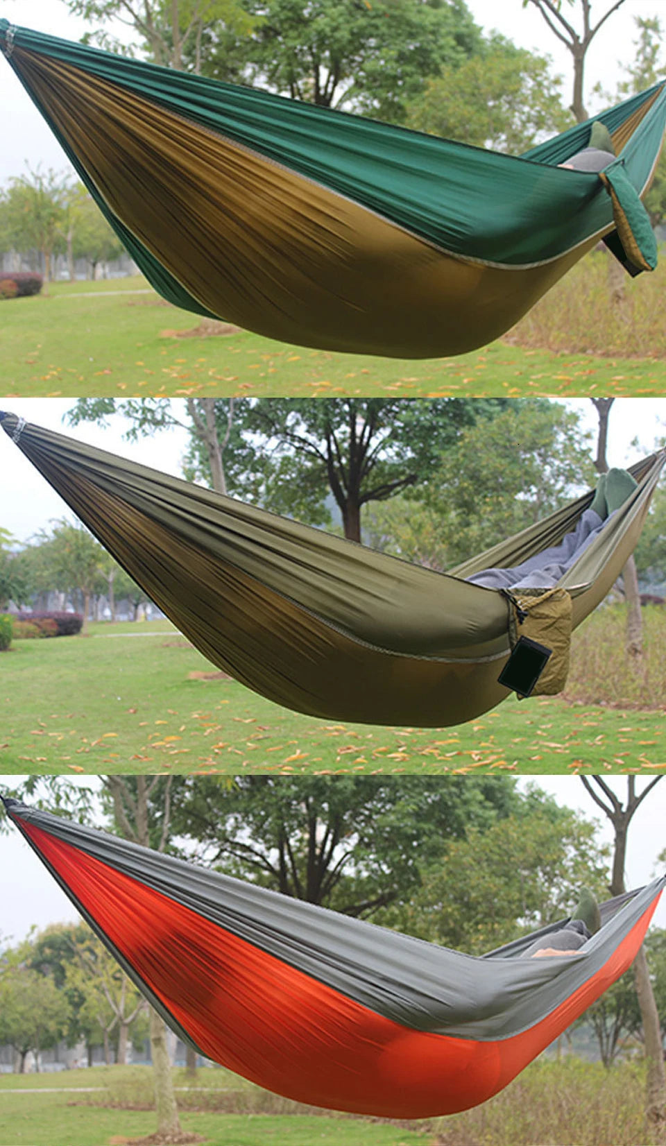 Outdoor Camping Hammock Portable Hammock Single or Double Hammock Camping Accessories Indoor Garden Yard Hammock Swing Travel