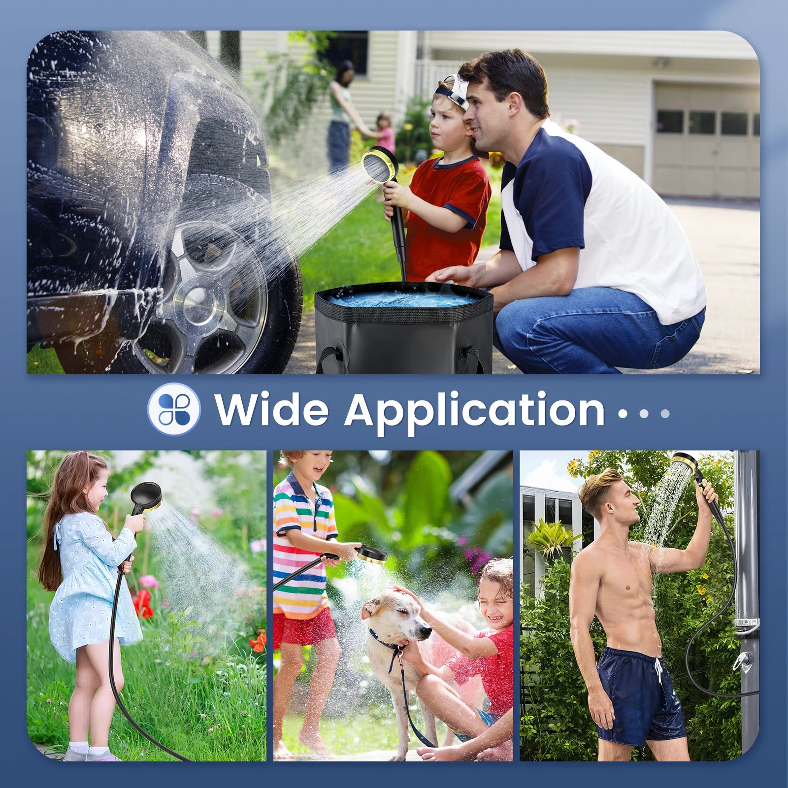 Portable Camping Shower with Rechargeable Pump 6000mAh Outdoor Shower Kit 20L Foldable Bag for Travel, Garden & Car Wash