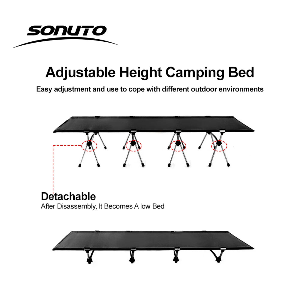 Military Camping Cot 600D Oxford, Portable Folding Bed 210x80cm, 4kg Lightweight, Compact for Outdoor Hiking Travel