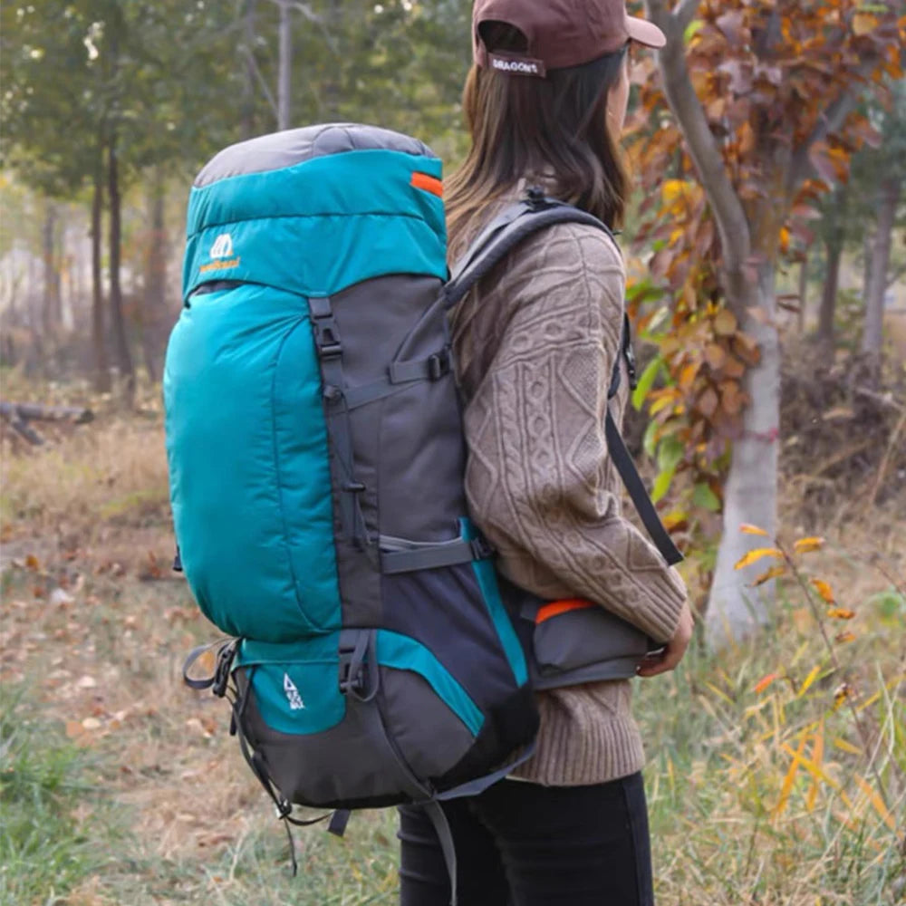 65l Travel Backpack Camping Large Hiking Bag Tourist Rucksack Waterproof Outdoor Sports Climbing Mountaineering Bag Luggage
