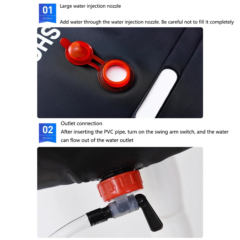 20L Portable Outdoor Camping Shower Bag Solar Heated Travel Hiking Climbing Shower Bath Water Bags Camping Equipment