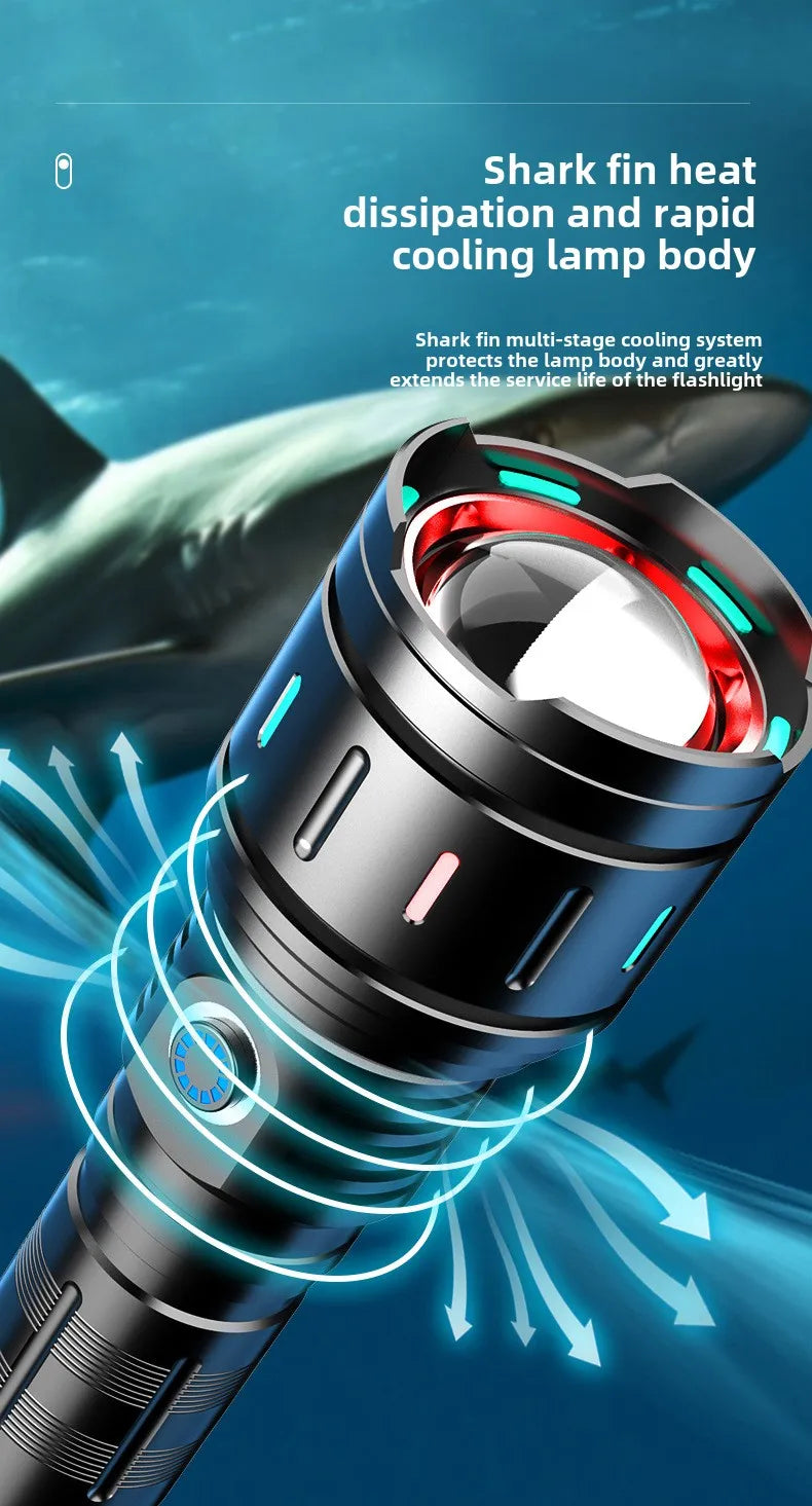 Flashlight, strong light charging, long-range ultra bright, household self-defense, outdoor portable small searchlight, LED zoom