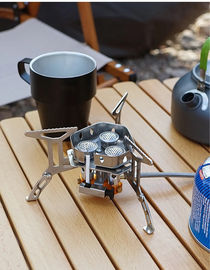 Outdoor Camping Gas Stove Foldable Portable 3 Head Stove for Travel Picnic BBQ 5800W Big Power Camping Windproof Stove Burner