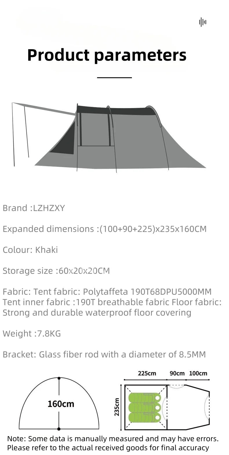 Outdoor camping tent one-bedroom one-living room large space thickened windproof rainproof and sunshade tent Camping Shelters